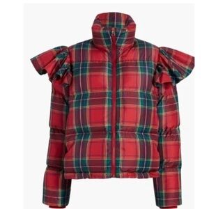 Hill House Red Plaid Puffer Jacket
